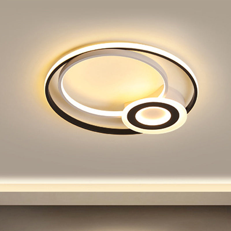 Multi Rings Flush Mount Nordic Acrylic Black and White 16"/19.5"/23.5" Dia Integrated LED Ceiling Fixture for Bedroom in Warm/White Clearhalo 'Ceiling Lights' 'Close To Ceiling Lights' 'Close to ceiling' 'Flush mount' Lighting' 438549