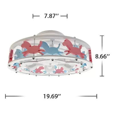 Nursing Room Drum Semi Flush Mount Light Metal Six Lights Cartoon Ceiling Lamp Clearhalo 'Ceiling Lights' 'Close To Ceiling Lights' 'Close to ceiling' 'Semi-flushmount' Lighting' 43862