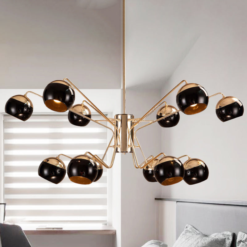 Modern Globe Shade Chandelier Pendant Light Metal 6/8/12 Heads Black Hanging Light for Bedroom Clearhalo 'Ceiling Lights' 'Chandeliers' 'Modern Chandeliers' 'Modern' Lighting' 438641