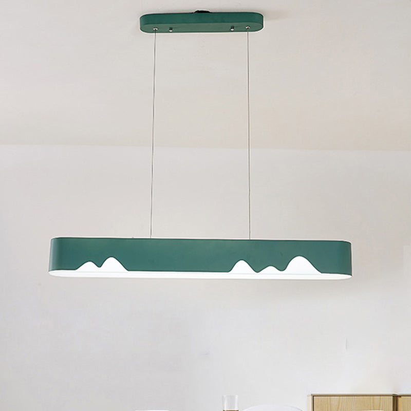 White/Black/Green Rectangular Linear Chandelier Modern Led Metal Hanging Ceiling Light in White/Warm Light, 35.5"/47" Wide Clearhalo 'Ceiling Lights' 'Chandeliers' 'Modern Chandeliers' 'Modern' Lighting' 438648