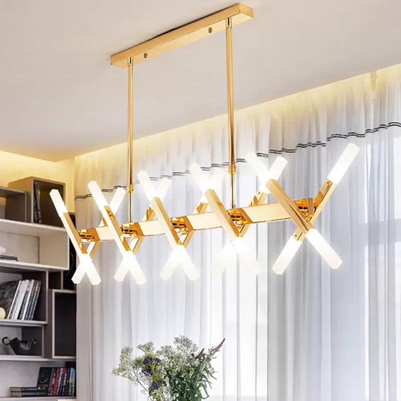 16/20-Light Living Room Island Pendant with Cross Iron Shade Contemporary Black/Gold Ceiling Light Fixture Clearhalo 'Ceiling Lights' 'Island Lights' Lighting' 438662