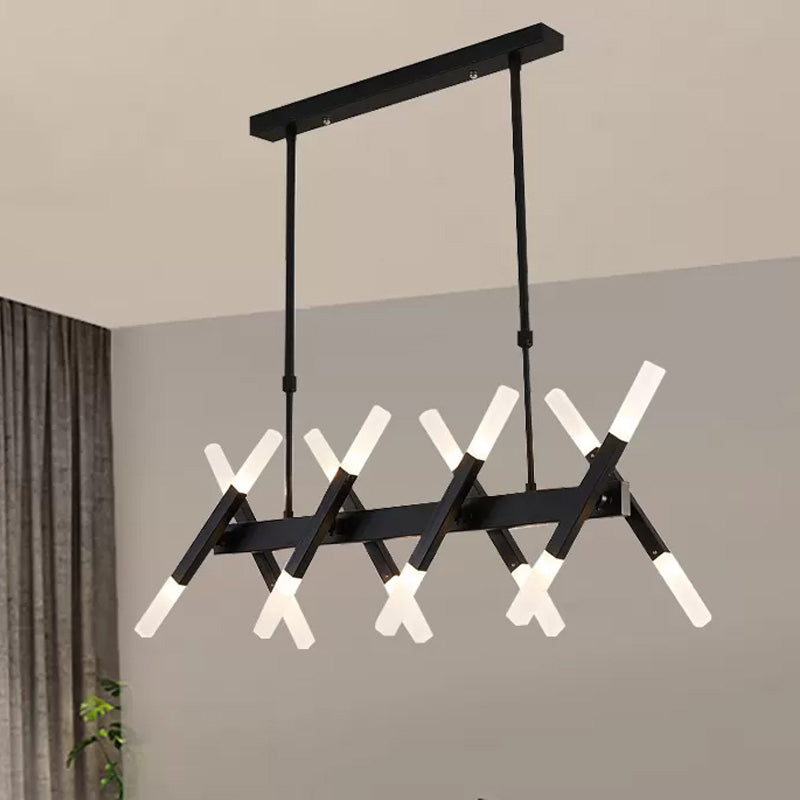 16/20-Light Living Room Island Pendant with Cross Iron Shade Contemporary Black/Gold Ceiling Light Fixture Clearhalo 'Ceiling Lights' 'Island Lights' Lighting' 438663