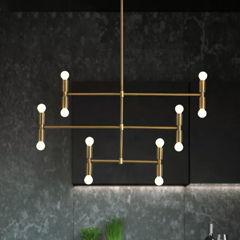 Iron Multi-Layer LED Island Light Modern 12-Light Gold/Black Hanging Pendant with 360 Degree Rotatable Arms for Living Room Clearhalo 'Ceiling Lights' 'Island Lights' Lighting' 438665