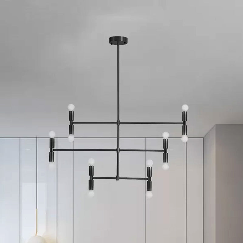 Iron Multi-Layer LED Island Light Modern 12-Light Gold/Black Hanging Pendant with 360 Degree Rotatable Arms for Living Room Clearhalo 'Ceiling Lights' 'Island Lights' Lighting' 438666