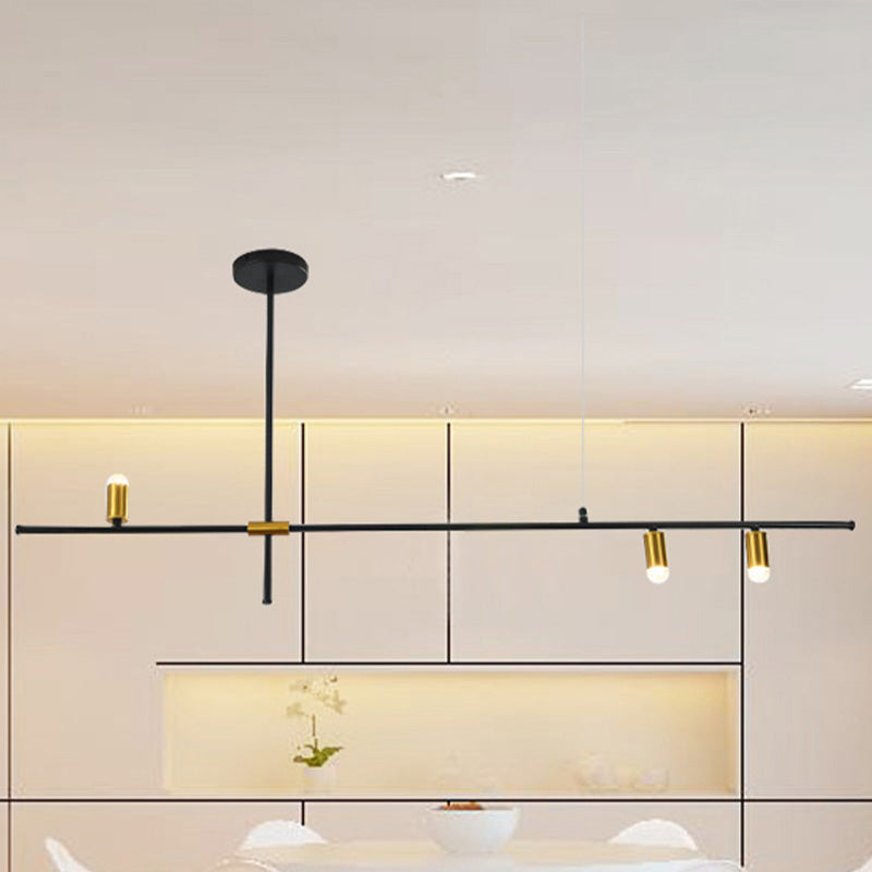 Metal Rectilinear Chandelier Light Modern 3/4/9 Lights Black Hanging Ceiling Light Fixture Clearhalo 'Ceiling Lights' 'Chandeliers' 'Modern Chandeliers' 'Modern' Lighting' 438668