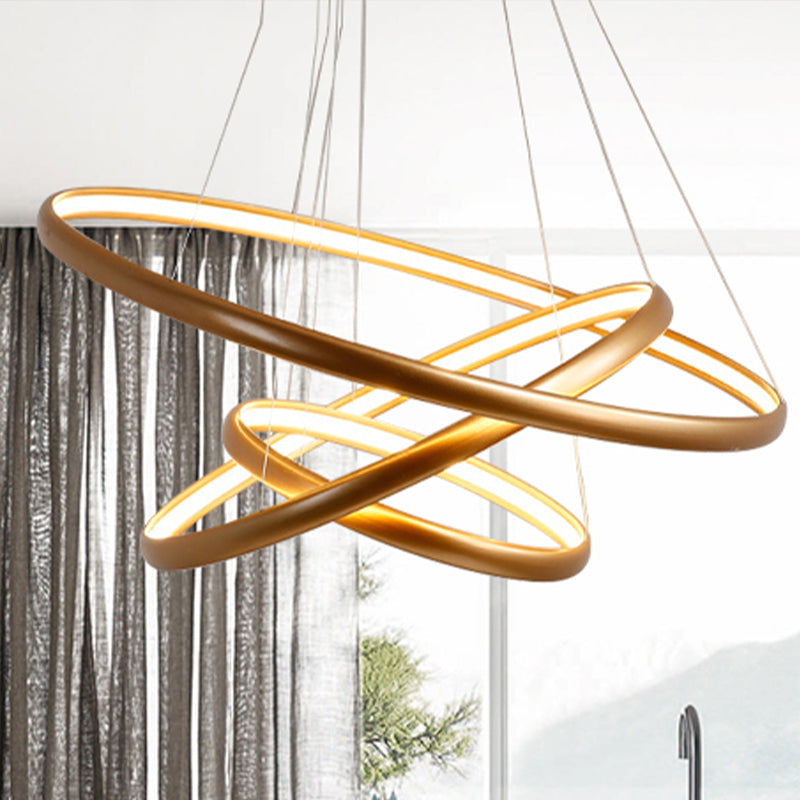 Black/Brown/Gold Orbit LED Ceiling Light Modernism 1/2/3-Light Acrylic Chandelier in Warm/White/Natural Light Clearhalo 'Ceiling Lights' 'Chandeliers' 'Modern Chandeliers' 'Modern' Lighting' 438672