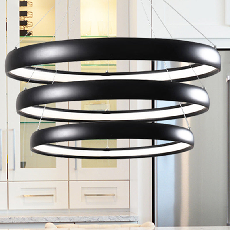 Black/Brown/Gold Orbit LED Ceiling Light Modernism 1/2/3-Light Acrylic Chandelier in Warm/White/Natural Light Clearhalo 'Ceiling Lights' 'Chandeliers' 'Modern Chandeliers' 'Modern' Lighting' 438674