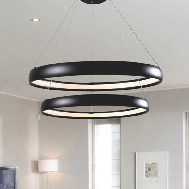 Black/Brown/Gold Orbit LED Ceiling Light Modernism 1/2/3-Light Acrylic Chandelier in Warm/White/Natural Light Clearhalo 'Ceiling Lights' 'Chandeliers' 'Modern Chandeliers' 'Modern' Lighting' 438675