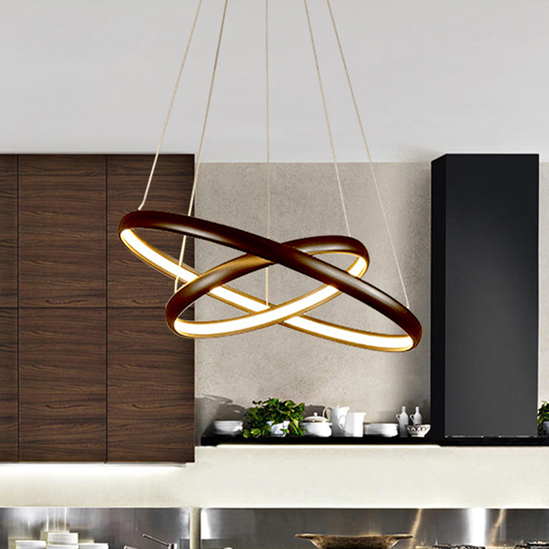 Black/Brown/Gold Orbit LED Ceiling Light Modernism 1/2/3-Light Acrylic Chandelier in Warm/White/Natural Light Clearhalo 'Ceiling Lights' 'Chandeliers' 'Modern Chandeliers' 'Modern' Lighting' 438678