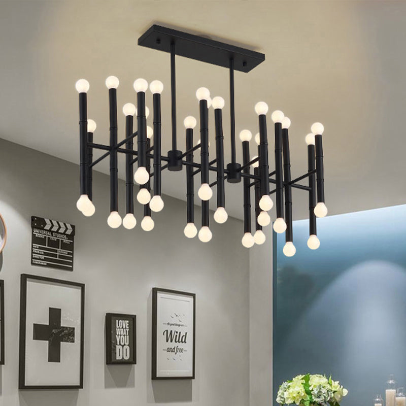 Multi-Rod Island Light Modern Metal 42-Head Black/Chrome/Gold Up and Down Lighting Fixture Clearhalo 'Ceiling Lights' 'Island Lights' Lighting' 438705