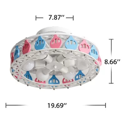 Nursing Room Drum Semi Flush Mount Light Metal Six Lights Cartoon Ceiling Lamp Clearhalo 'Ceiling Lights' 'Close To Ceiling Lights' 'Close to ceiling' 'Semi-flushmount' Lighting' 43871