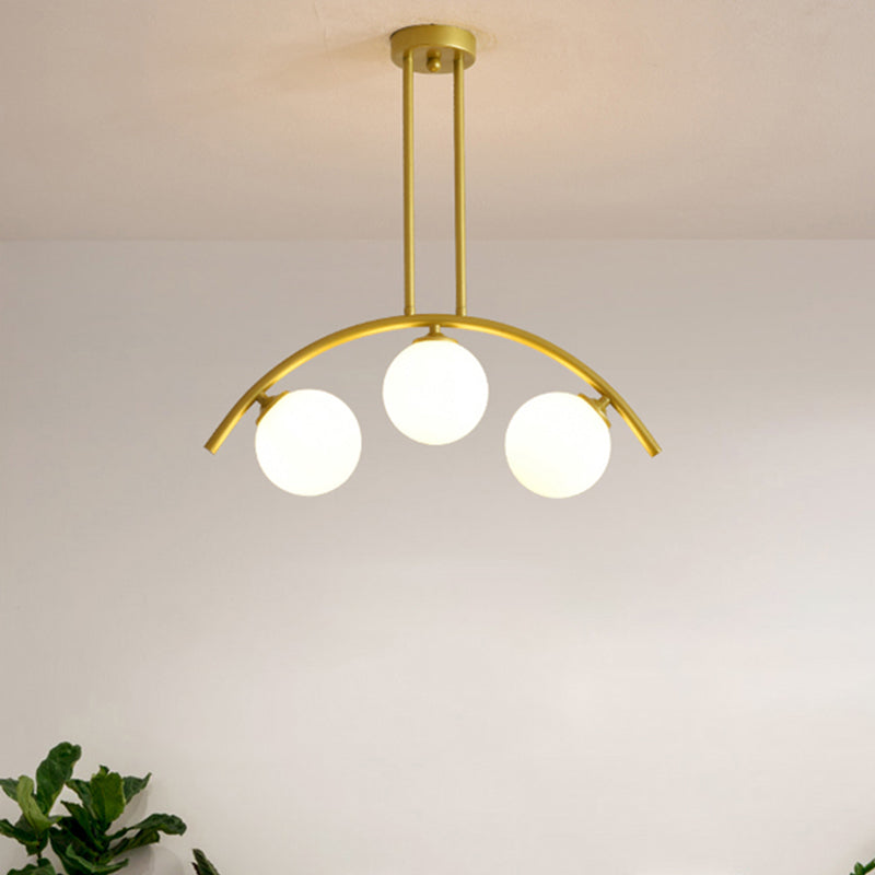 Postmodern 3/5/7-Light Island Pendant with Clear/White Shade Gold Curvy Ceiling Light for Kitchen Clearhalo 'Ceiling Lights' 'Close To Ceiling Lights' 'Glass shade' 'Glass' 'Island Lights' Lighting' 438731