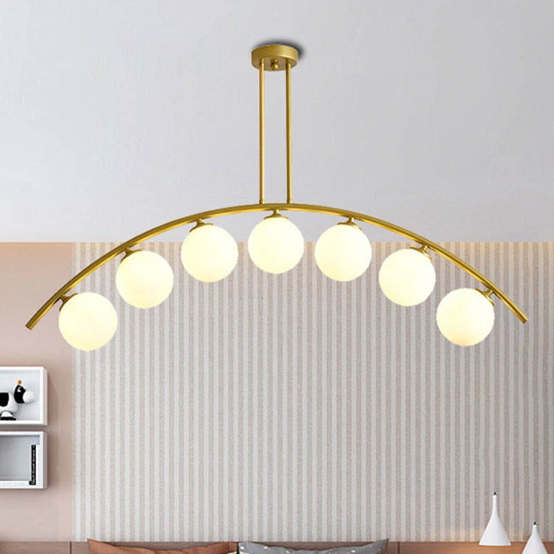Postmodern 3/5/7-Light Island Pendant with Clear/White Shade Gold Curvy Ceiling Light for Kitchen Clearhalo 'Ceiling Lights' 'Close To Ceiling Lights' 'Glass shade' 'Glass' 'Island Lights' Lighting' 438733