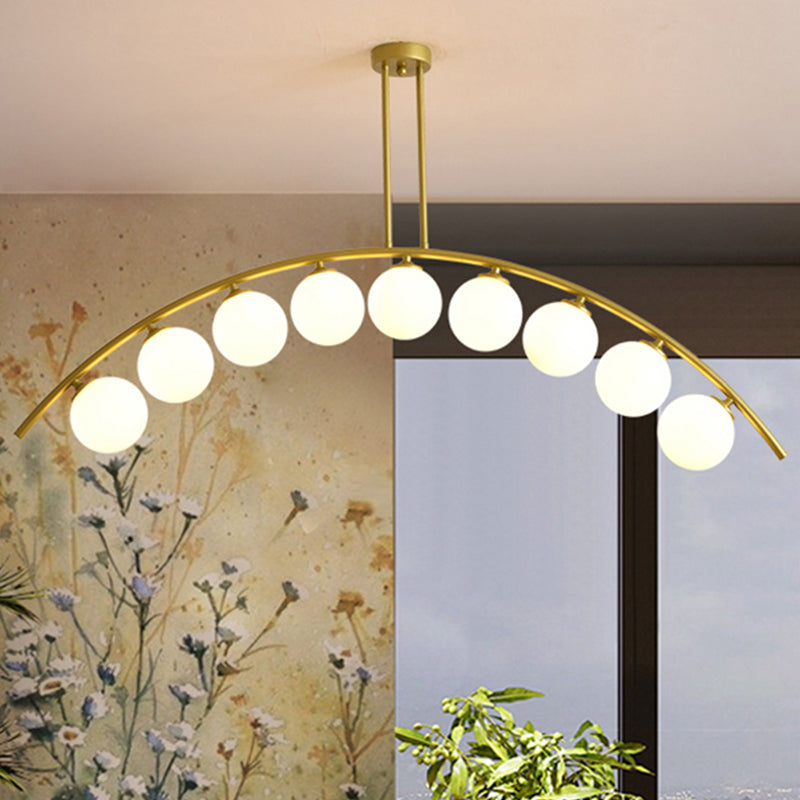 Postmodern 3/5/7-Light Island Pendant with Clear/White Shade Gold Curvy Ceiling Light for Kitchen Clearhalo 'Ceiling Lights' 'Close To Ceiling Lights' 'Glass shade' 'Glass' 'Island Lights' Lighting' 438734
