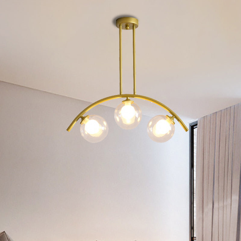 Postmodern 3/5/7-Light Island Pendant with Clear/White Shade Gold Curvy Ceiling Light for Kitchen Clearhalo 'Ceiling Lights' 'Close To Ceiling Lights' 'Glass shade' 'Glass' 'Island Lights' Lighting' 438735