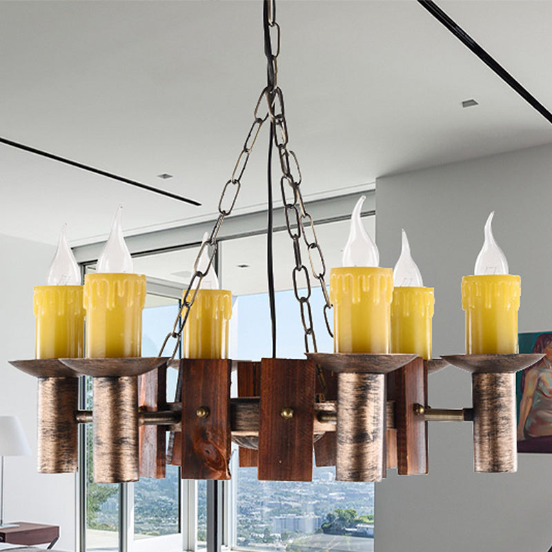 Candle Vintage Hanging Light Metal Chandeliers in Brass for Coffee Shop Living Room Clearhalo 'Ceiling Lights' 'Chandeliers' Lighting' options 438920