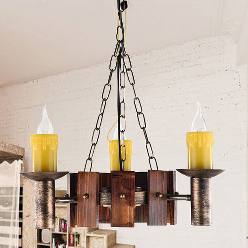Candle Vintage Hanging Light Metal Chandeliers in Brass for Coffee Shop Living Room Clearhalo 'Ceiling Lights' 'Chandeliers' Lighting' options 438921