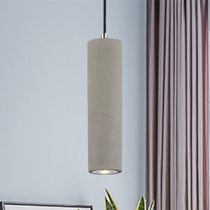 10"/19.5" Tube Pendant Lighting in Nordic Style Cement 1 Light Grey Hanging Ceiling Light in Warm/White Light Clearhalo 'Ceiling Lights' 'Modern Pendants' 'Modern' 'Pendant Lights' 'Pendants' Lighting' 438955