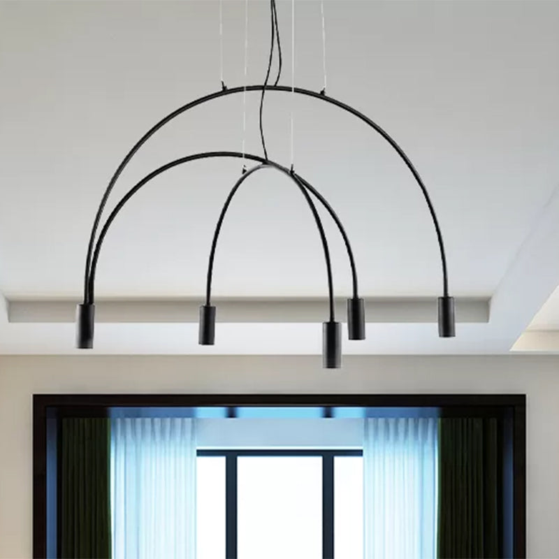 2/3/5 Lights Arched Pendant Lighting Contemporary Metal Black LED Suspension Light for Bar Clearhalo 'Ceiling Lights' 'Modern Pendants' 'Modern' 'Pendant Lights' 'Pendants' Lighting' 438963