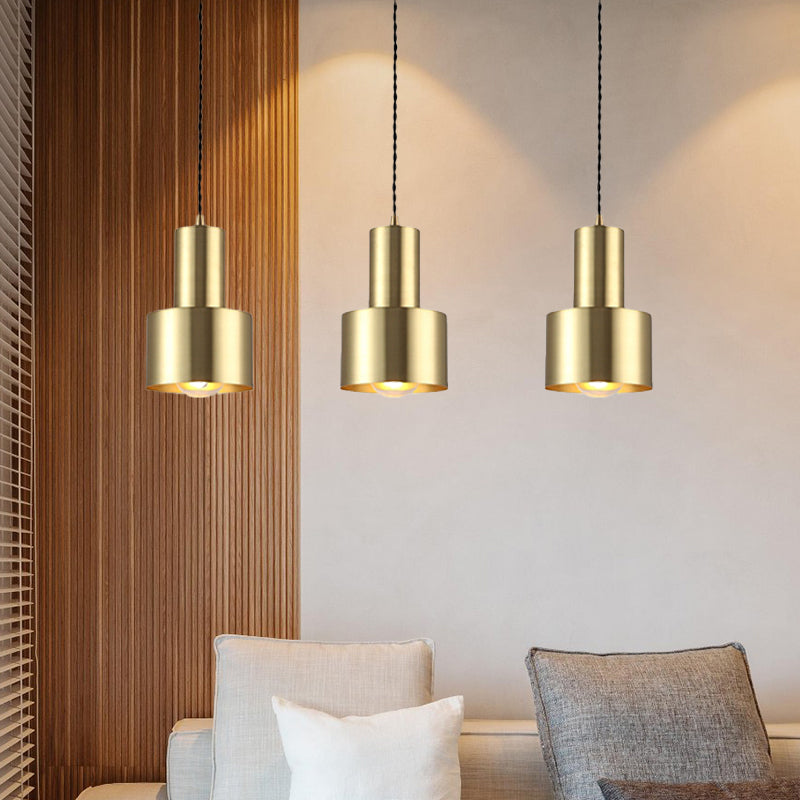 Brass Drum Shaped Ceiling Pendant Light Retro Style Metal 1 Light Living Room Hanging Lamp Clearhalo 'Art Deco Pendants' 'Cast Iron' 'Ceiling Lights' 'Ceramic' 'Crystal' 'Industrial Pendants' 'Industrial' 'Metal' 'Middle Century Pendants' 'Pendant Lights' 'Pendants' 'Tiffany' Lighting' 438972