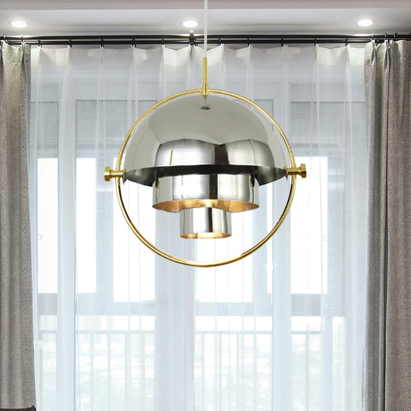 Metal Rotated Pendant Lighting in Modern Style 1 Light Black/White/Gold Hanging Light Chrome Clearhalo 'Ceiling Lights' 'Modern Pendants' 'Modern' 'Pendant Lights' 'Pendants' Lighting' 438996