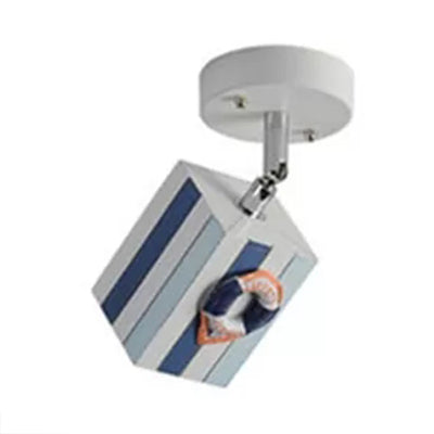 Rotatable Rectangle Gallery Ceiling Mount Light Metal Contemporary High Bright Spot Light Blue A Clearhalo 'Ceiling Lights' 'Close To Ceiling Lights' 'Close to ceiling' 'Semi-flushmount' Lighting' 44543