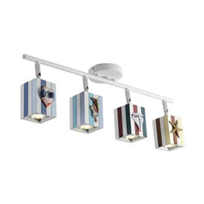 Rotatable Rectangle Gallery Ceiling Mount Light Metal Contemporary High Bright Spot Light Blue G Clearhalo 'Ceiling Lights' 'Close To Ceiling Lights' 'Close to ceiling' 'Semi-flushmount' Lighting' 44557