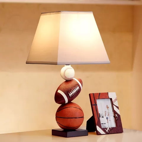 Resin Basketball Reading Light with Fabric Shade Boys Bedroom 1 Bulb Sports Style Desk Lamp Clearhalo 'Lamps' 'Table Lamps' Lighting' 44623