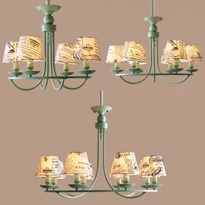 Tapered Shade Pendant Light Nordic Stylish Metal Hanging Light in Green for Kindergarten Clearhalo 'Ceiling Lights' 'Chandeliers' Lighting' options 44674