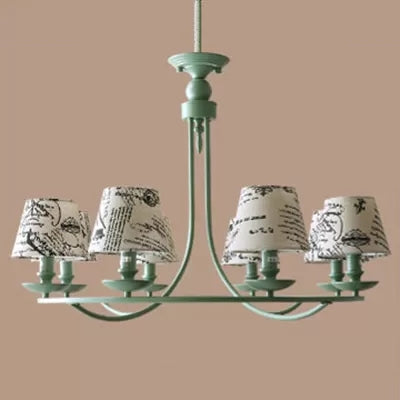 Tapered Shade Pendant Light Nordic Stylish Metal Hanging Light in Green for Kindergarten Clearhalo 'Ceiling Lights' 'Chandeliers' Lighting' options 44681