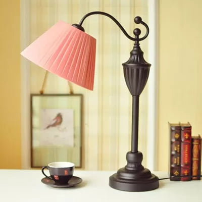 Modern Fold Bucket Study Lighting One Head Metal Desk Light for Boys Girls Bedroom Red Clearhalo 'Lamps' 'Table Lamps' Lighting' 44749