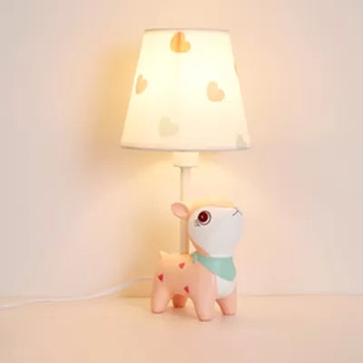 Cartoon Animal Desk Light Resin LED Reading Light with Tapered Shade for Child Bedroom White Elk Clearhalo 'Lamps' 'Table Lamps' Lighting' 45042