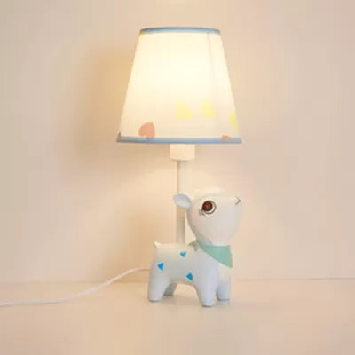 Cartoon Animal Desk Light Resin LED Reading Light with Tapered Shade for Child Bedroom White Deer Clearhalo 'Lamps' 'Table Lamps' Lighting' 45044