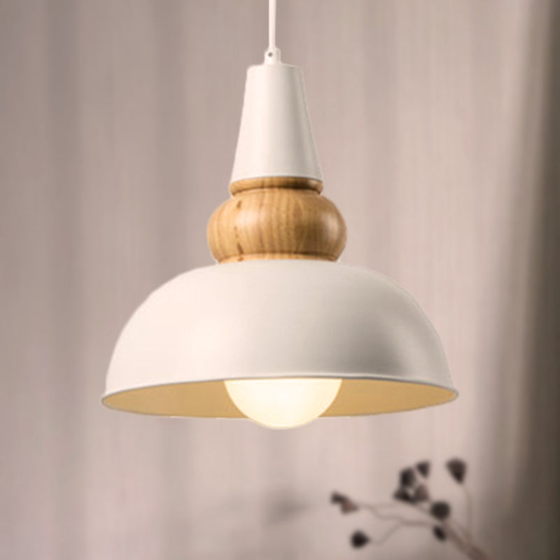 1 Light Ceiling Pendant Lamp with Bowl Shade Metal and Wood Modernist Style Living Room Hanging Light in Black Clearhalo 'Ceiling Lights' 'Modern Pendants' 'Modern' 'Pendant Lights' 'Pendants' Lighting' 452540