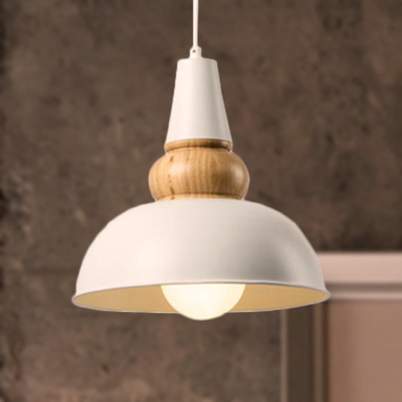 1 Light Ceiling Pendant Lamp with Bowl Shade Metal and Wood Modernist Style Living Room Hanging Light in Black Clearhalo 'Ceiling Lights' 'Modern Pendants' 'Modern' 'Pendant Lights' 'Pendants' Lighting' 452541