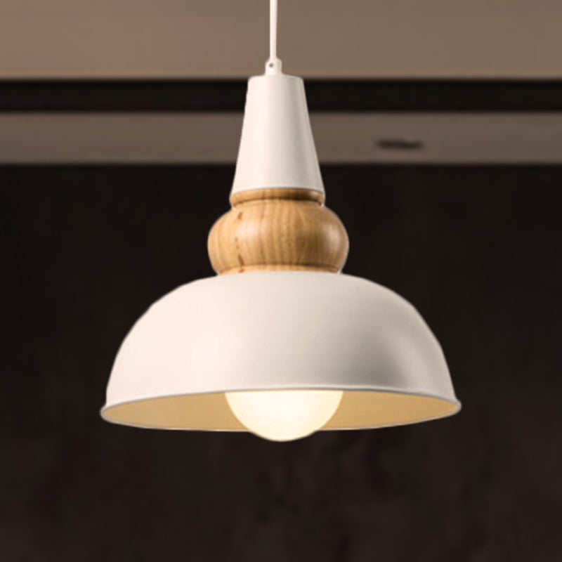 1 Light Ceiling Pendant Lamp with Bowl Shade Metal and Wood Modernist Style Living Room Hanging Light in Black Clearhalo 'Ceiling Lights' 'Modern Pendants' 'Modern' 'Pendant Lights' 'Pendants' Lighting' 452542