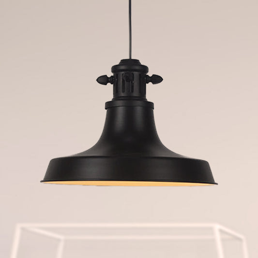 1 Head Barn Shade Hanging Lamp Retro Style Black Finish Metal Ceiling Pendant for Restaurant Clearhalo 'Ceiling Lights' 'Modern Pendants' 'Modern' 'Pendant Lights' 'Pendants' Lighting' 452545