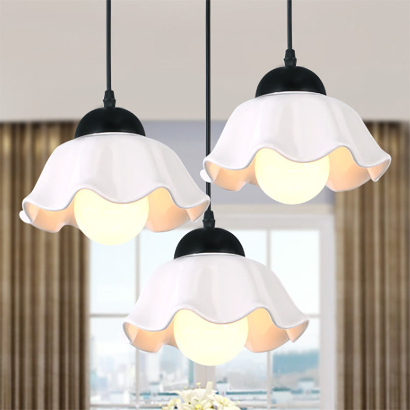 Flower Shade Dining Room Hanging Ceiling Light Loft Style White Glass 1 Light Pendant Lighting White Clearhalo 'Ceiling Lights' 'Modern Pendants' 'Modern' 'Pendant Lights' 'Pendants' Lighting' 452556