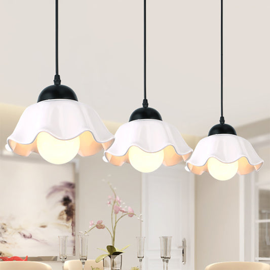 Flower Shade Dining Room Hanging Ceiling Light Loft Style White Glass 1 Light Pendant Lighting Clearhalo 'Ceiling Lights' 'Modern Pendants' 'Modern' 'Pendant Lights' 'Pendants' Lighting' 452557