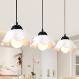 Flower Shade Dining Room Hanging Ceiling Light Loft Style White Glass 1 Light Pendant Lighting Clearhalo 'Ceiling Lights' 'Modern Pendants' 'Modern' 'Pendant Lights' 'Pendants' Lighting' 452557