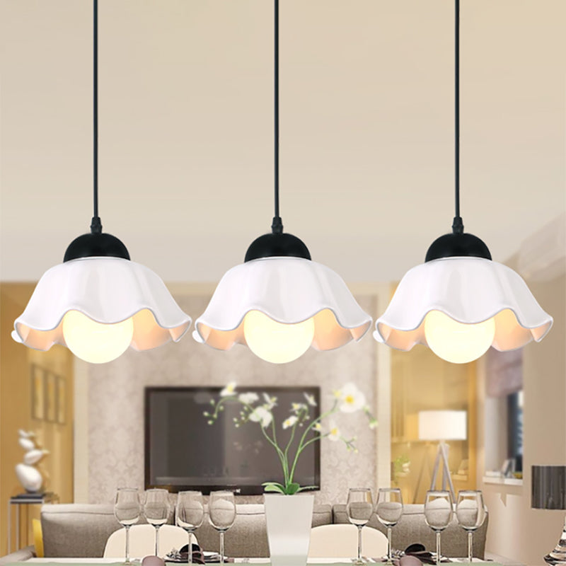 Flower Shade Dining Room Hanging Ceiling Light Loft Style White Glass 1 Light Pendant Lighting Clearhalo 'Ceiling Lights' 'Modern Pendants' 'Modern' 'Pendant Lights' 'Pendants' Lighting' 452558