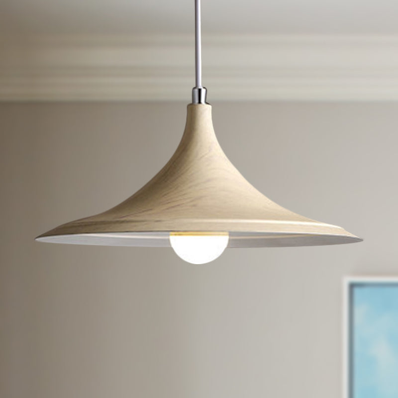 Flared Shade Metal Pendant Light Industrial Style 1 Light Coffee Shop Hanging Ceiling Light in White Clearhalo 'Ceiling Lights' 'Modern Pendants' 'Modern' 'Pendant Lights' 'Pendants' Lighting' 452582