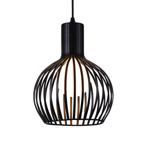 Metal White/Beige Ceiling Lighting Dome Caged 1 Bulb Industrial Style Hanging Lamp for Dining Room, 8.5"/11"/15" Wide Black Clearhalo 'Ceiling Lights' 'Modern Pendants' 'Modern' 'Pendant Lights' 'Pendants' Lighting' 45448