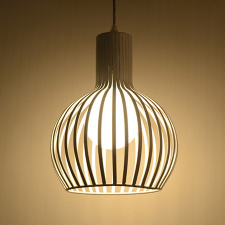 Metal White/Beige Ceiling Lighting Dome Caged 1 Bulb Industrial Style Hanging Lamp for Dining Room, 8.5"/11"/15" Wide Clearhalo 'Ceiling Lights' 'Modern Pendants' 'Modern' 'Pendant Lights' 'Pendants' Lighting' 45449