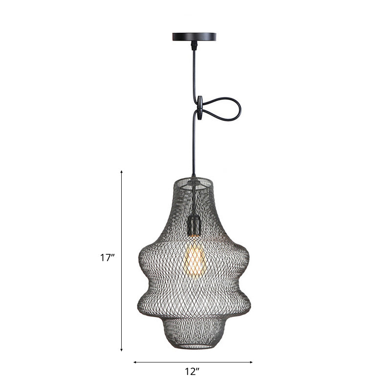 Black Mesh Cage Pendant Light Industrial Metal One Light Dining Room Hanging Lamp Clearhalo 'Art Deco Pendants' 'Black' 'Cast Iron' 'Ceiling Lights' 'Ceramic' 'Crystal' 'Industrial Pendants' 'Industrial' 'Metal' 'Middle Century Pendants' 'Pendant Lights' 'Pendants' 'Rustic Pendants' 'Tiffany' Lighting' 45605