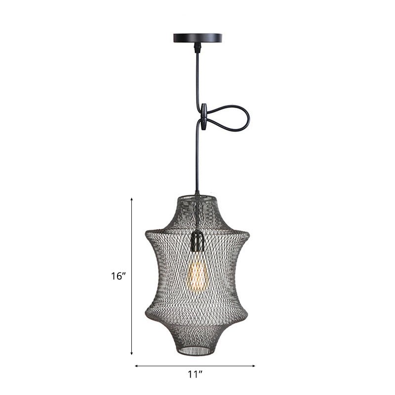 Black Mesh Cage Pendant Light Industrial Metal One Light Dining Room Hanging Lamp Clearhalo 'Art Deco Pendants' 'Black' 'Cast Iron' 'Ceiling Lights' 'Ceramic' 'Crystal' 'Industrial Pendants' 'Industrial' 'Metal' 'Middle Century Pendants' 'Pendant Lights' 'Pendants' 'Rustic Pendants' 'Tiffany' Lighting' 45607