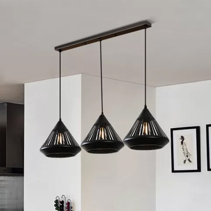 Conical Ceiling Pendant Light 3 Lights Modern Black Suspension Light for Dining Room Clearhalo 'Art Deco Pendants' 'Black' 'Cast Iron' 'Ceiling Lights' 'Ceramic' 'Crystal' 'Industrial Pendants' 'Industrial' 'Metal' 'Middle Century Pendants' 'Pendant Lights' 'Pendants' 'Rustic Pendants' 'Tiffany' Lighting' 456192