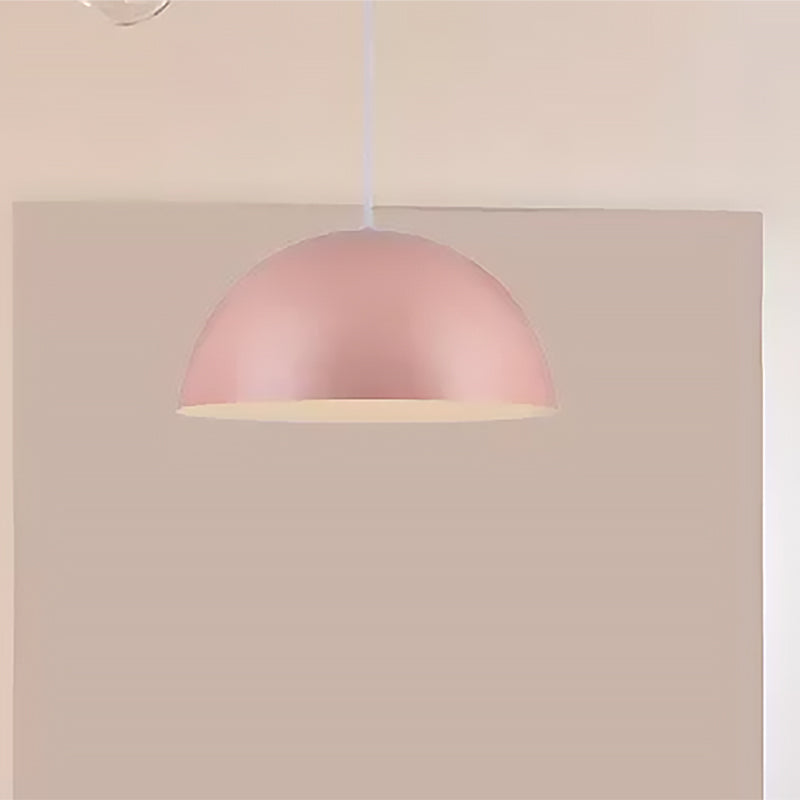 Nordic Style Bowl Pendant Lighting 1 Light Aluminum Suspended Light in Pink/Yellow for Living Room Clearhalo 'Ceiling Lights' 'Modern Pendants' 'Modern' 'Pendant Lights' 'Pendants' Lighting' 456281