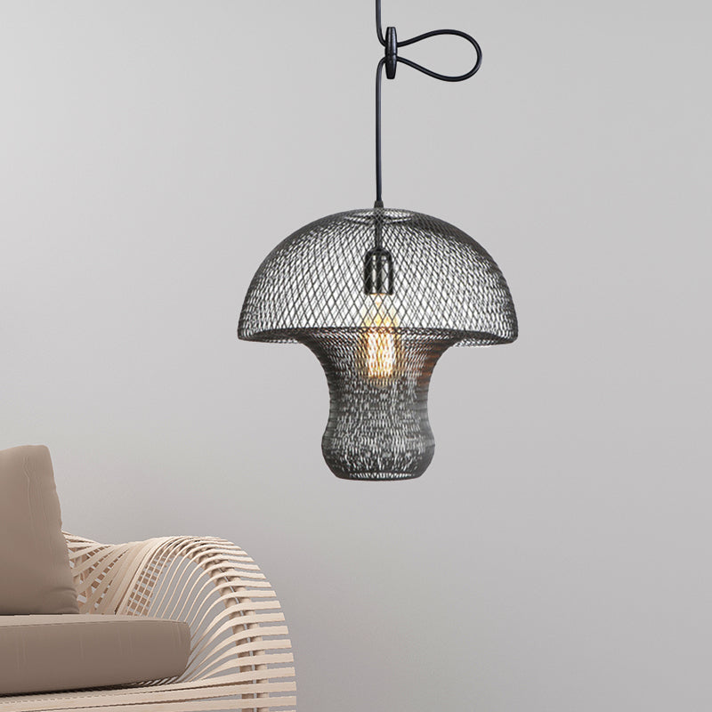 Black Mesh Cage Pendant Light Industrial Metal One Light Dining Room Hanging Lamp Clearhalo 'Art Deco Pendants' 'Black' 'Cast Iron' 'Ceiling Lights' 'Ceramic' 'Crystal' 'Industrial Pendants' 'Industrial' 'Metal' 'Middle Century Pendants' 'Pendant Lights' 'Pendants' 'Rustic Pendants' 'Tiffany' Lighting' 456330