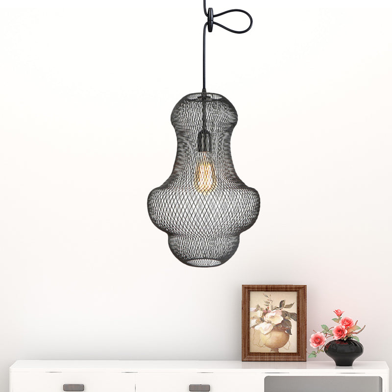 Black Mesh Cage Pendant Light Industrial Metal One Light Dining Room Hanging Lamp Clearhalo 'Art Deco Pendants' 'Black' 'Cast Iron' 'Ceiling Lights' 'Ceramic' 'Crystal' 'Industrial Pendants' 'Industrial' 'Metal' 'Middle Century Pendants' 'Pendant Lights' 'Pendants' 'Rustic Pendants' 'Tiffany' Lighting' 456332